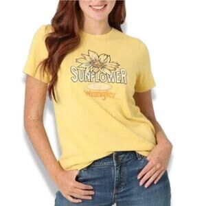 Wrangler Graphic T-Shirt Crew Neck Short Sleeve Sunflower Print Yellow W XS NWT